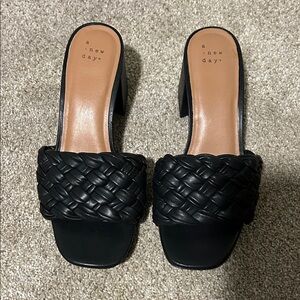 a new day Black Braided block heels